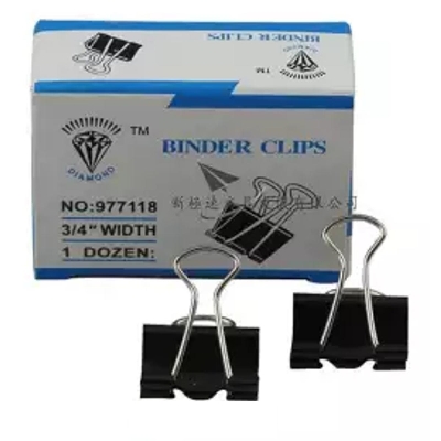 Picture of 12pcs Diamond Binder Clip 19mm 3/4” - Black