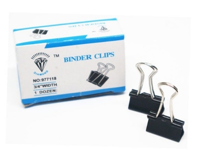 Picture of 12PCS Binder Clips 1-Inch (25mm), Black, Medium Paper Clamps for Office Supplies, Wide Metallic Binder Clips, File Clips