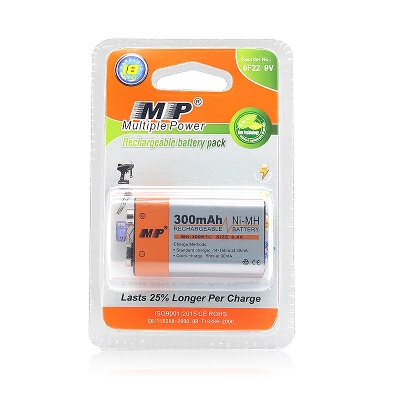 Picture of MP 9V 6F22 300mAh Ni-MH Rechargeable Battery