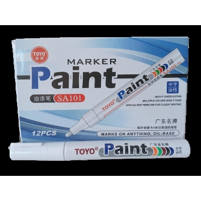 Picture of TOYO White Color Marker Waterproof Permanent Marker tire tread rubber paint metal face Permanent Paint Marker Pen - 12 Pieces