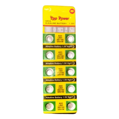 Picture of 10 Pcs Top Power LR41 AG3 392/192 SR41W Button Cell Alkaline Battery - Battery - Battery