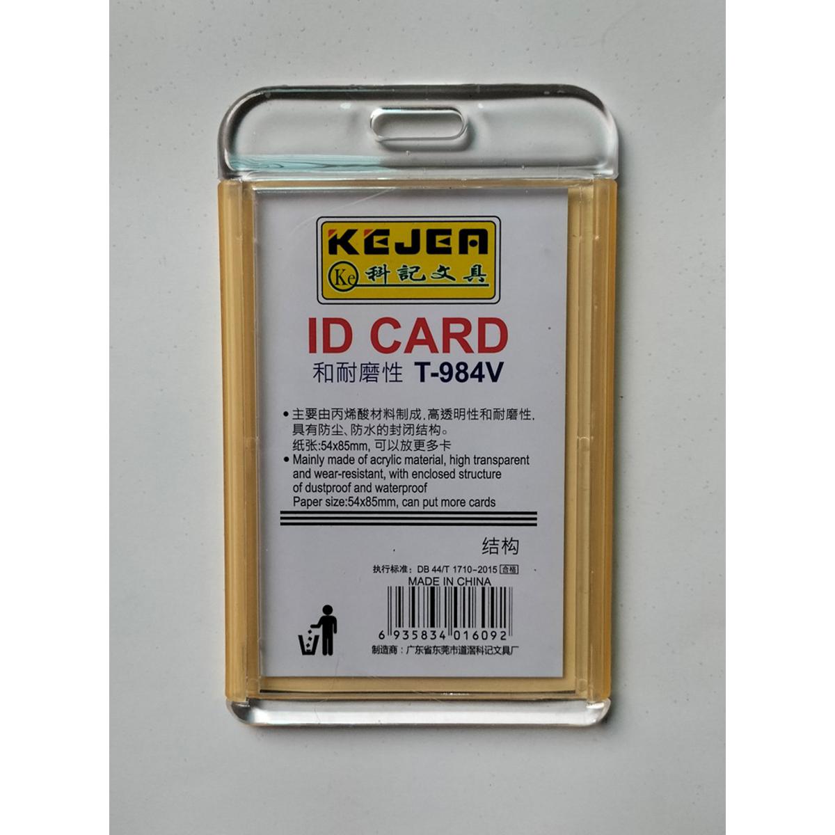 Picture of Kejea T-984V Crystal Color ID Card Holder Vertical Style with Yellow Color Border