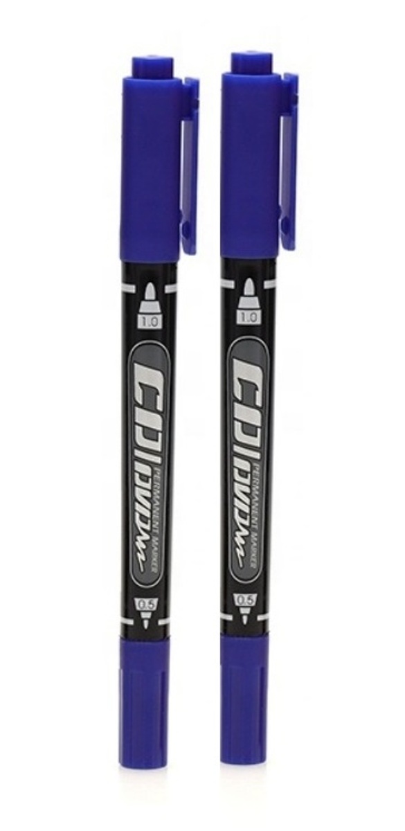 Picture of GXin G-107A CD/DVD Waterproof Permanent Marker Pen set with Clip, Blue, Pack of 2