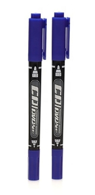 Picture of GXin G-107A CD/DVD Waterproof Permanent Marker Pen set with Clip, Blue, Pack of 2