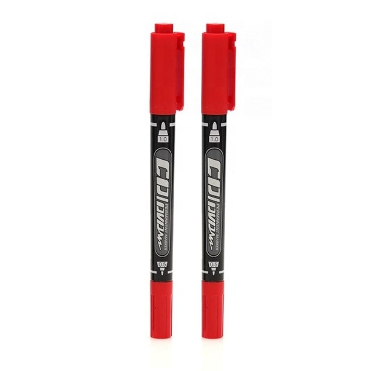 Picture of GXin G-107A CD/DVD Waterproof Permanent Marker Pen set with Clip, Red, Pack of 2