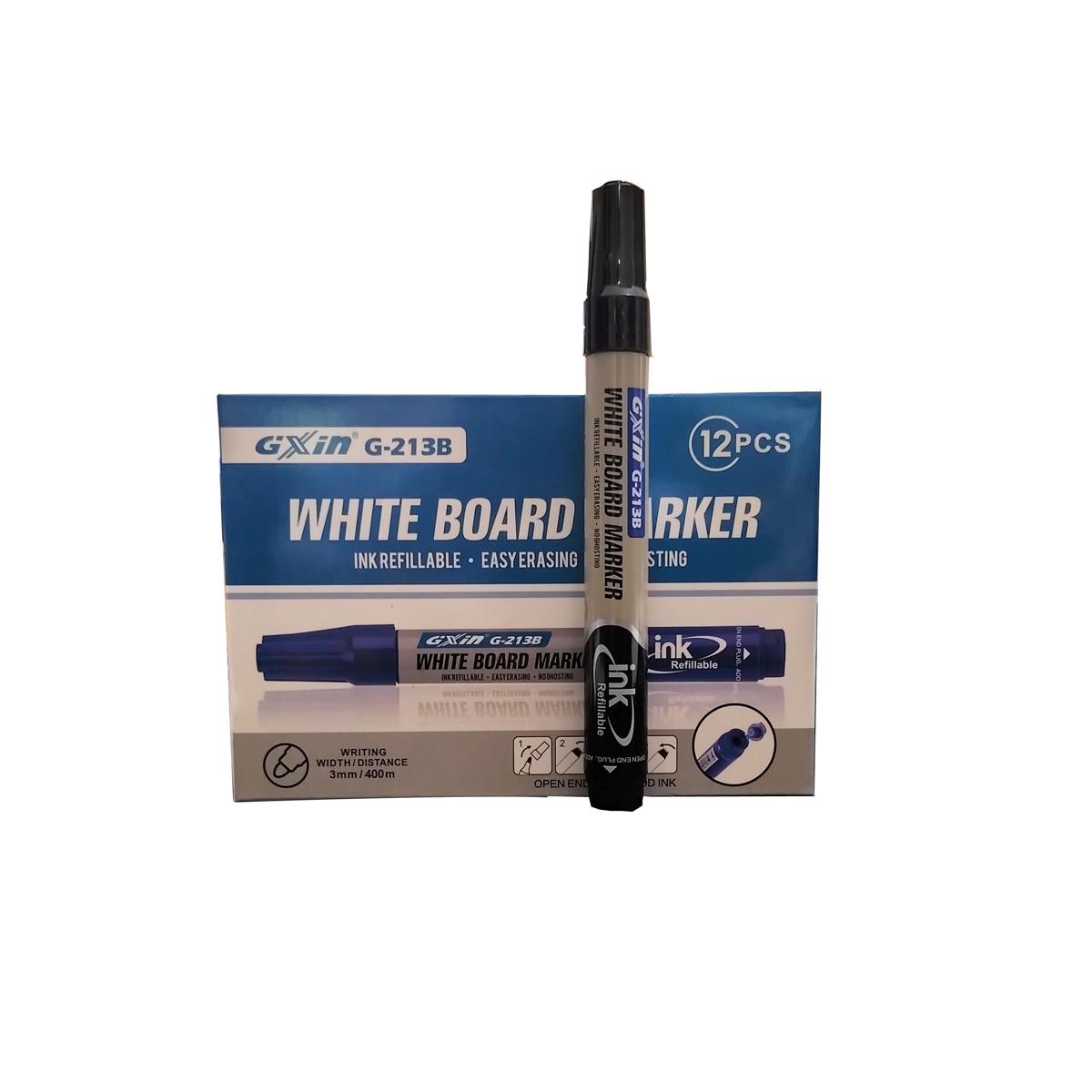 Picture of GXin G-213B Refillable Whiteboard Marker Black 1 Dozen