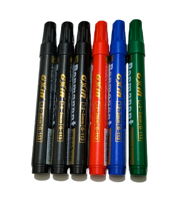 Picture of GXin G-113 Oil Based Waterproof Permanent Marker Pen, Black, Red, Blue, Green, Pack of 6