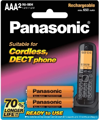 Picture of Panasonic 1.2V 650mAh AAA Ni-MH Rechargeable Battery