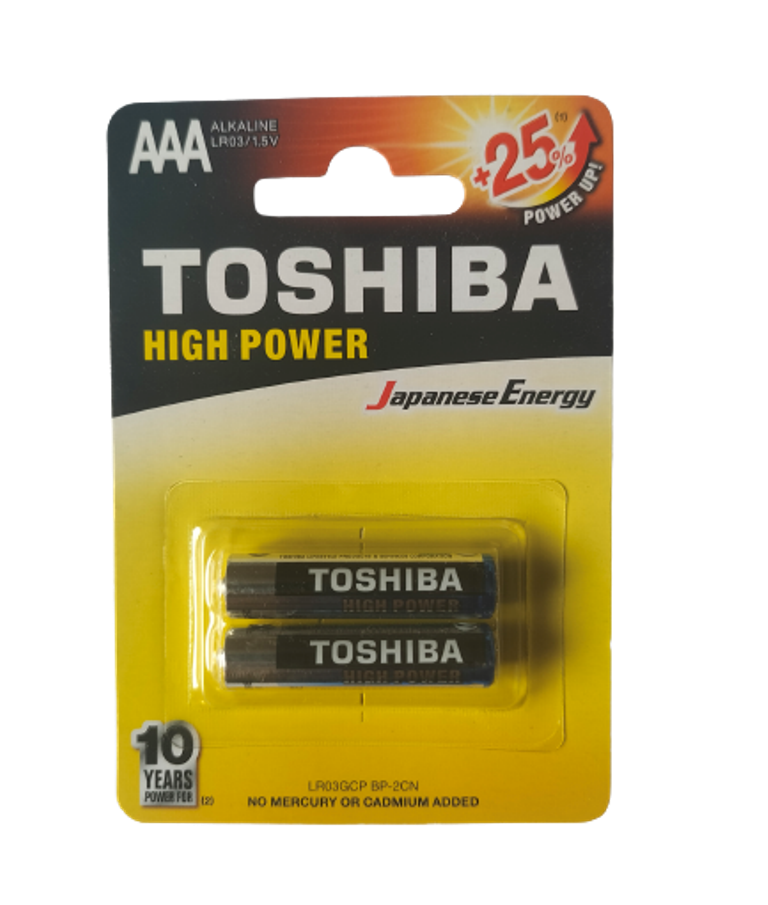 Picture of Toshiba AAA LR03GCP BP-2CN High Power Alkaline Battery, 1.5V, 2 Pieces