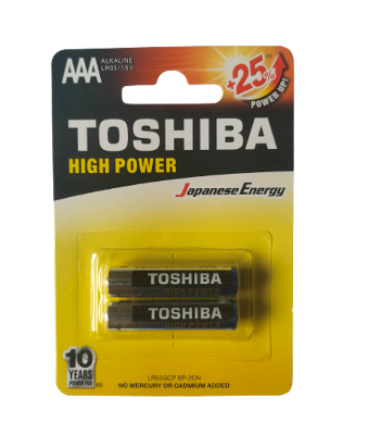 Picture of Toshiba AAA LR03GCP BP-2CN High Power Alkaline Battery, 1.5V, 2 Pieces