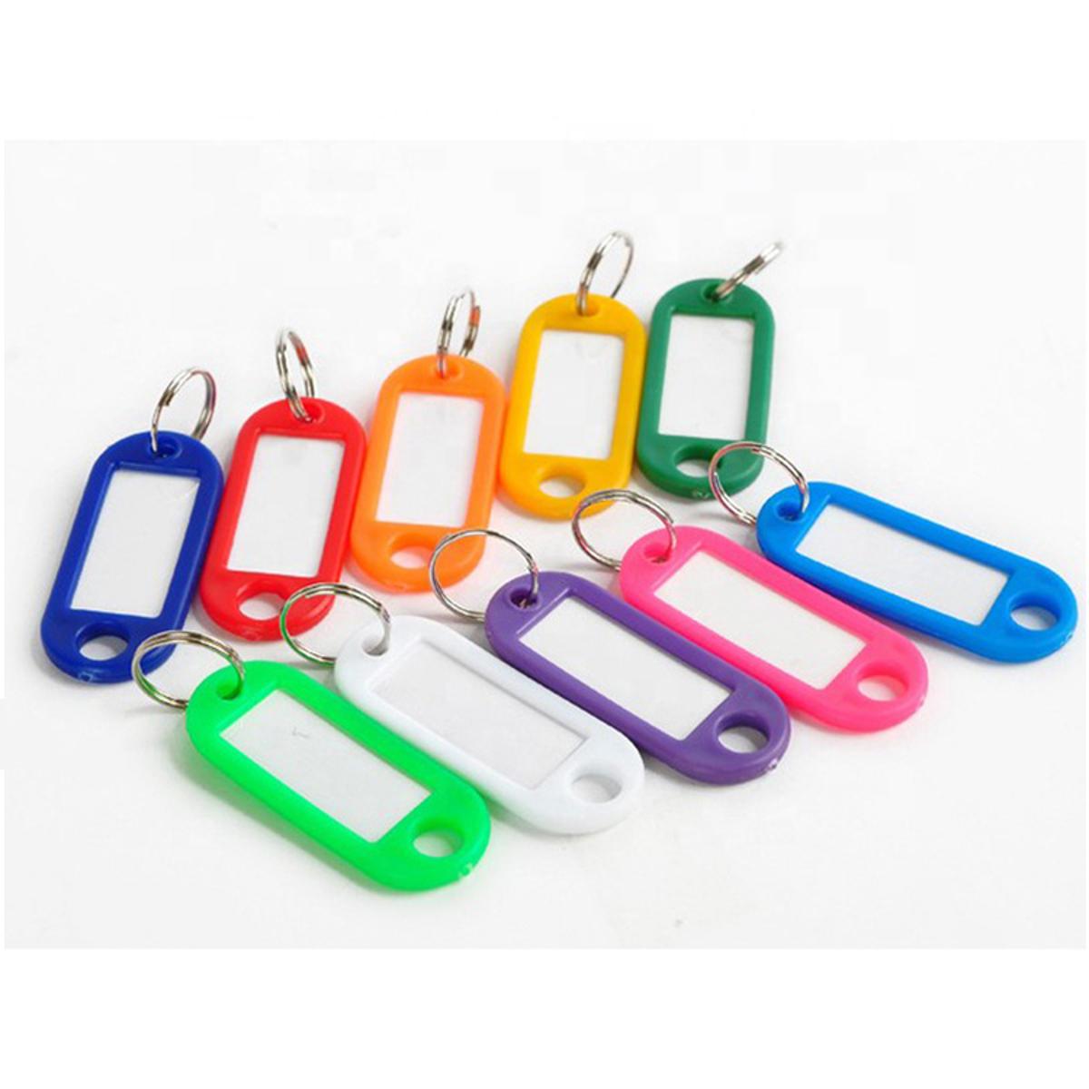 Picture of Plastic Key Fobs Luggage ID Tag Labels Key Rings with Name Cards, Pack of 10