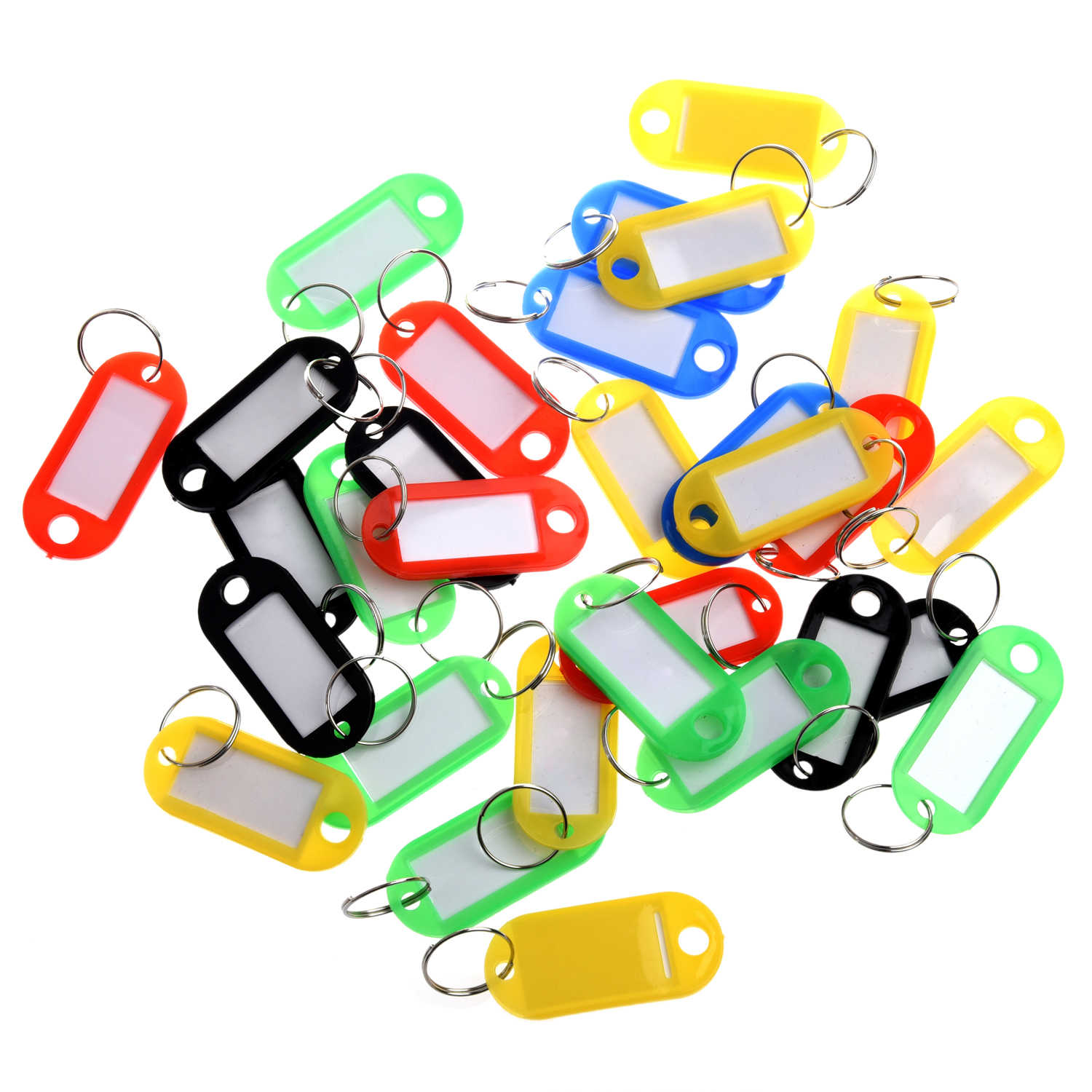 Picture of Plastic Key Fobs Luggage ID Tag Labels Key Rings with Name Cards, Pack of 50