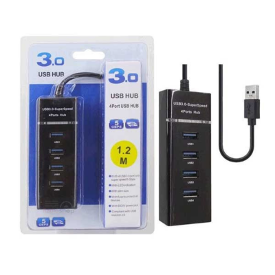 Picture of USB Hub 3.0 Cable 1.2M High Speed Adapter USB Splitter Expander 4 Port for PC Computer Laptop Mac Windows - Black