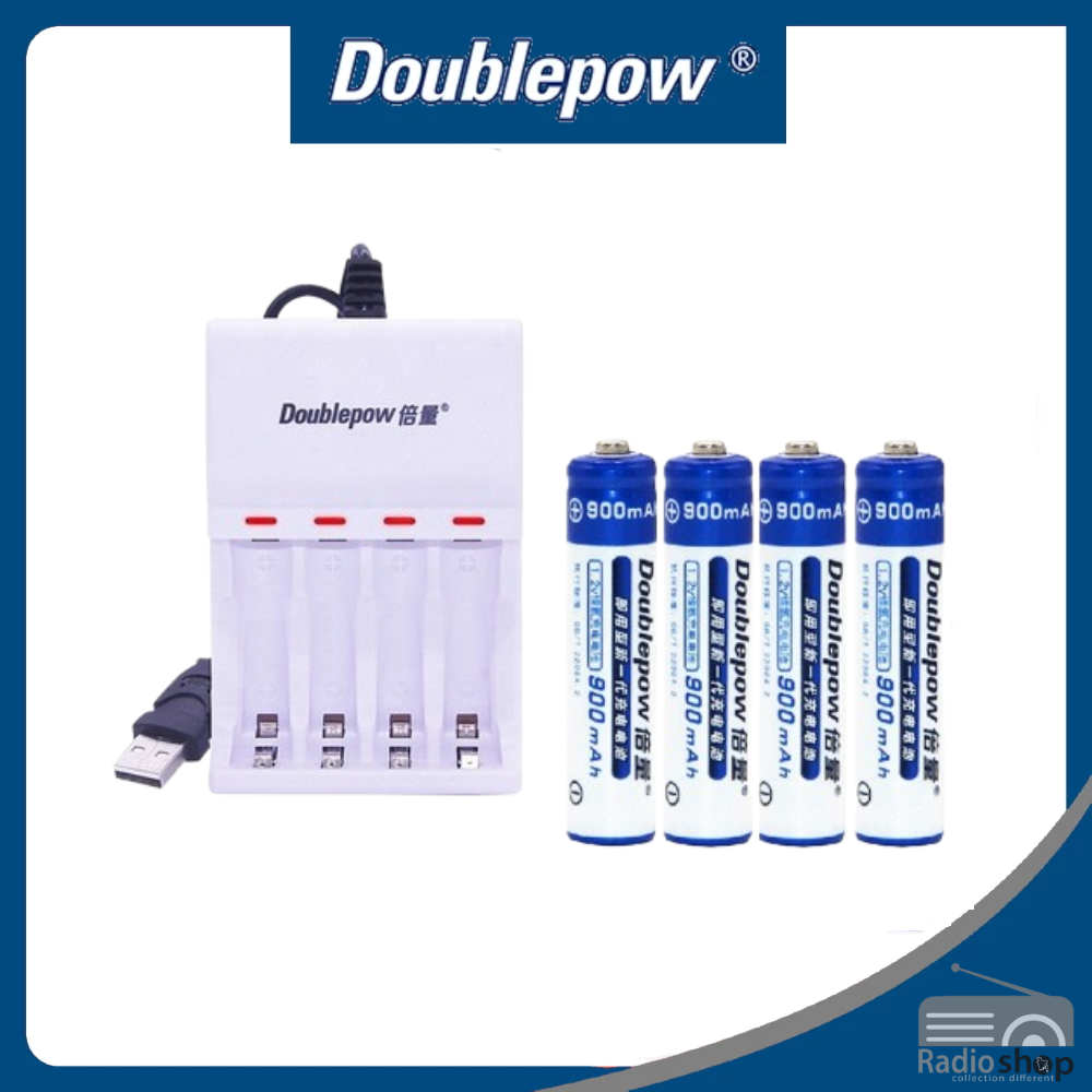Picture of Doublepow DP-U82 4 slots Standard Battery Charger for 1.2V AA/AAA Ni-MH/Ni-Cd Battery with 4 Pieces AAA 1.2V 900mAh Rechargeable Battery Combo Pack