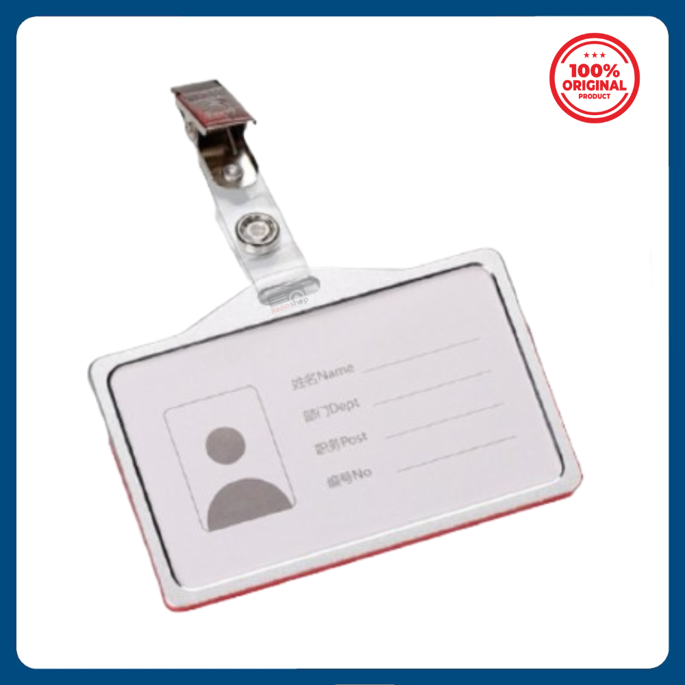 Picture of Metal Aluminum Alloy Horizontal ID Card Holder with Clip - Silver
