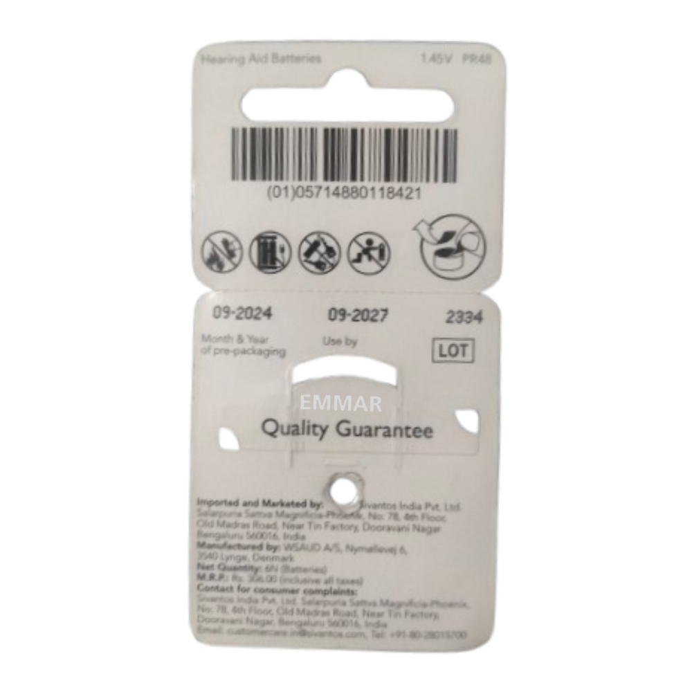 Picture of signia P13 PR48 1.45V Hearing Aid Battery