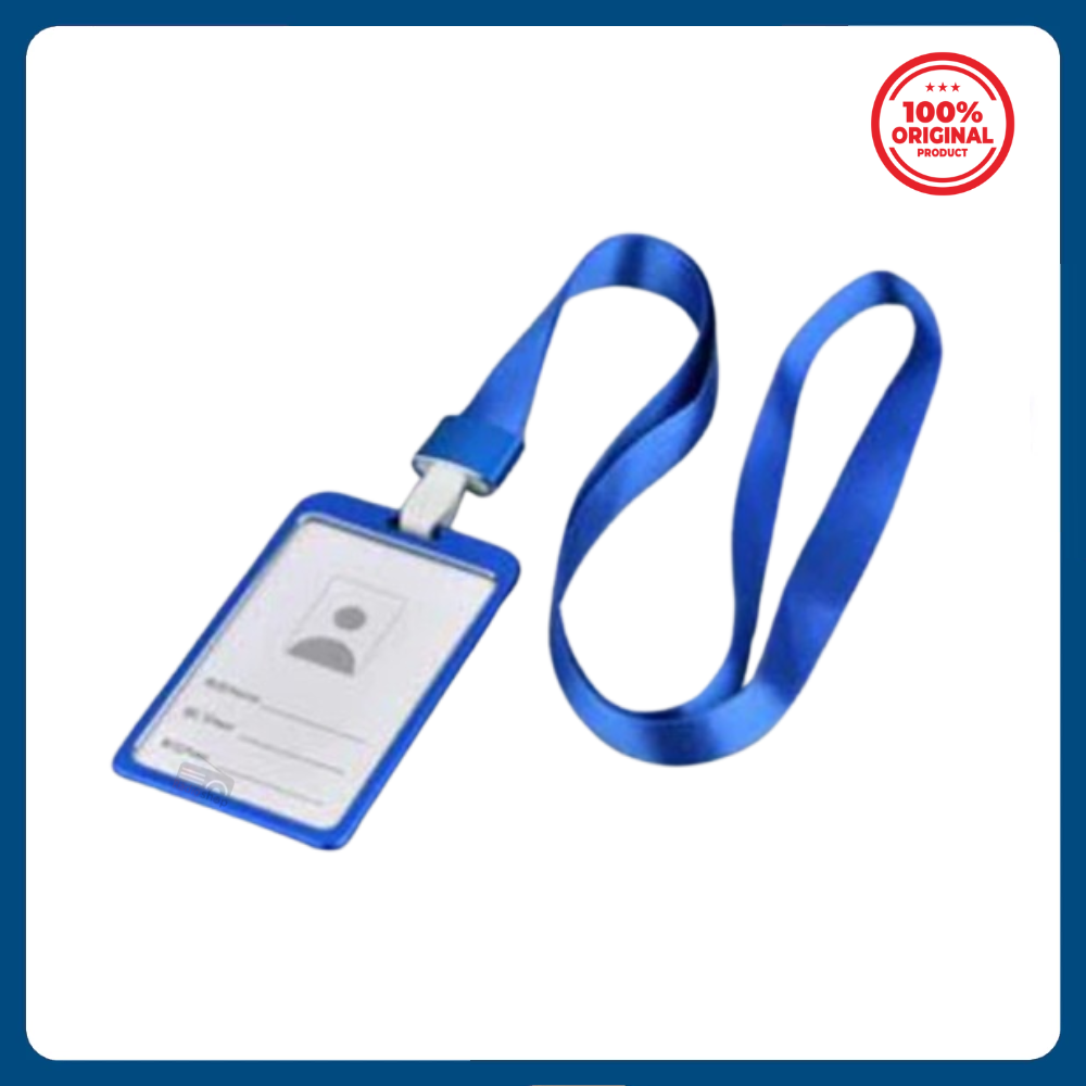 Picture of Aluminium Alloy ID Card Holder with Metal Hook Lanyard - Blue