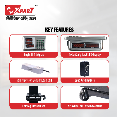 Picture of Xpart Weighing Scale 200kg (Ms Folding With Wheel)