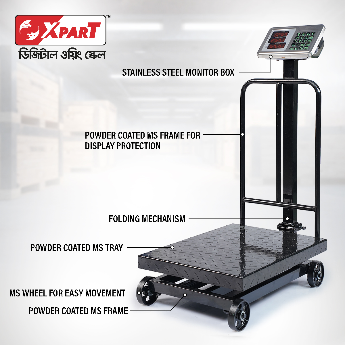 Picture of Xpart Weighing Scale 300kg (Ms Folding With Wheel)