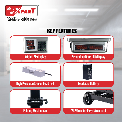 Picture of Xpart Weighing Scale 300kg (Ms Folding With Wheel)