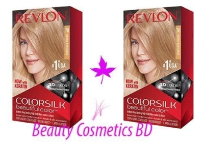Picture of Revlon Permanent Hair Color, Permanent Hair Dye, Colorsilk with 100% Gray Coverage, Ammonia-Free, Keratin and Amino Acids, 70 Medium Ash Blonde