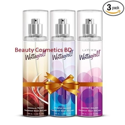 Picture of LAYER'R Wottagirl Body Splash Combo for women Pack of 3 Vanilla Twist, Mystic Island, Secret Crush (135×3=405ml)