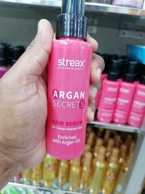 Picture of Streax Professional Argan Secrets Colour Protect Hair Serum for Women | Enriched with Argan Oil & UV Filter | Prevents Frizz | Provides Instant Shine & Smoothness | Enhances Radiance of Hair | 100ml