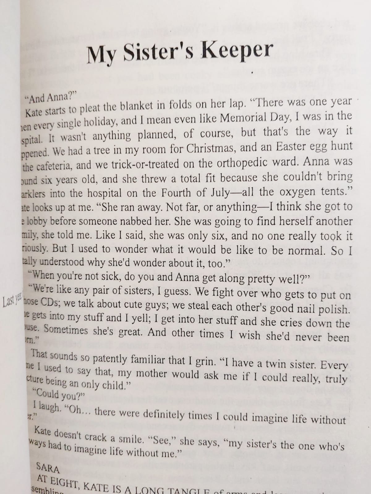 Picture of My Sister's Keeper Novel by Jodi Picoult