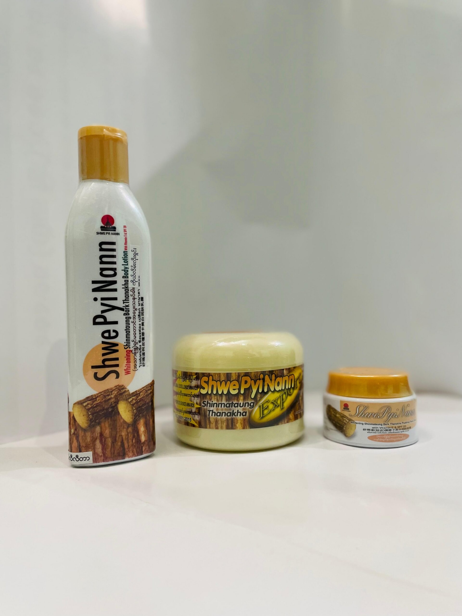 Picture of 3-in 1 combo  Shwe Pyi Nann Natural Whitening Thanakha -140g FACE PACK + 200ml Body Lotion COMBO PACK (Myanmar)