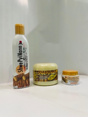 Picture of 3-in 1 combo  Shwe Pyi Nann Natural Whitening Thanakha -140g FACE PACK + 200ml Body Lotion COMBO PACK (Myanmar)