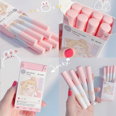 Picture of 8 Pcs/set of Cigarete tube lip glaze set matte white lipstick student gift Lipstick set- 8 color/set