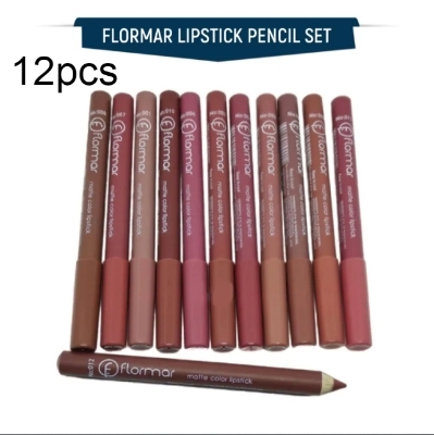 Flormar Rouge 12 Colors Wood Lip Pencil Set with Banners Cap 12pcs