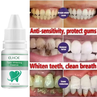 Picture of ELHOE Teeth Whitening Drops – 100% Natural Herbal Formula – Instantly Whitens Yellow Teeth, Removes Stains, Fights Bad Breath & Plaque – Strengthens Gums & Enamel – Safe for Sensitive Teeth – Fluoride-Free Liquid Oral Care for Men & Women