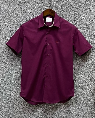 Picture of Burberry Short Sleeve Shirt Maroon