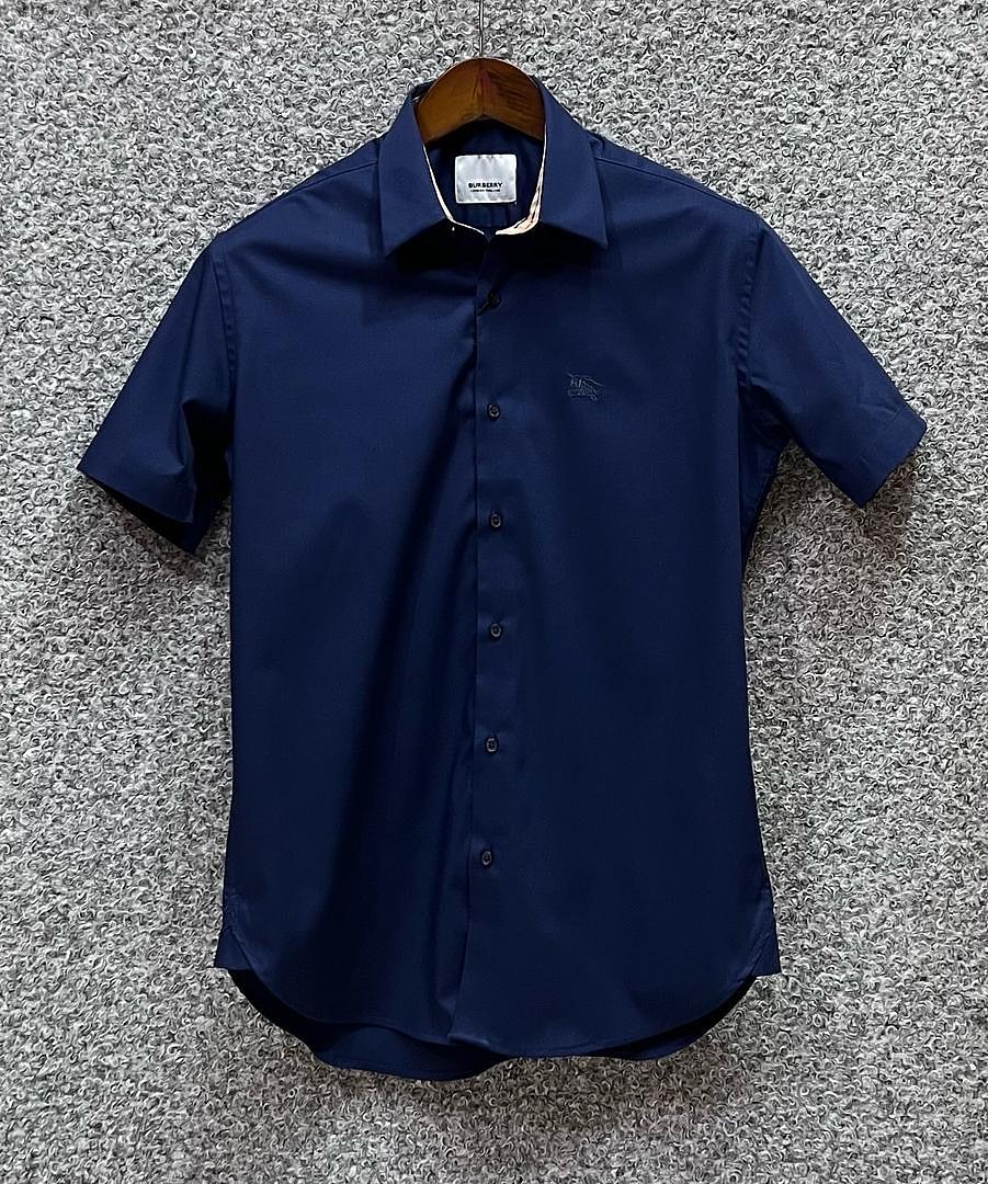 Picture of Burberry Short Sleeve Shirt Navy