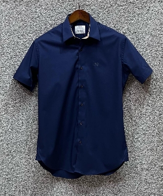 Picture of Burberry Short Sleeve Shirt Navy