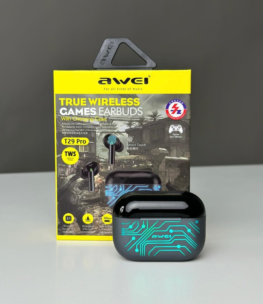 Picture of Awei T29 Pro True Wireless Games Earbuds With Dynamic Color Changing Charging Case