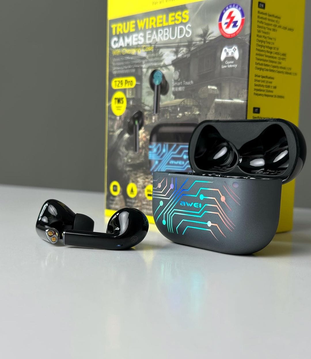 Picture of Awei T29 Pro True Wireless Games Earbuds With Dynamic Color Changing Charging Case