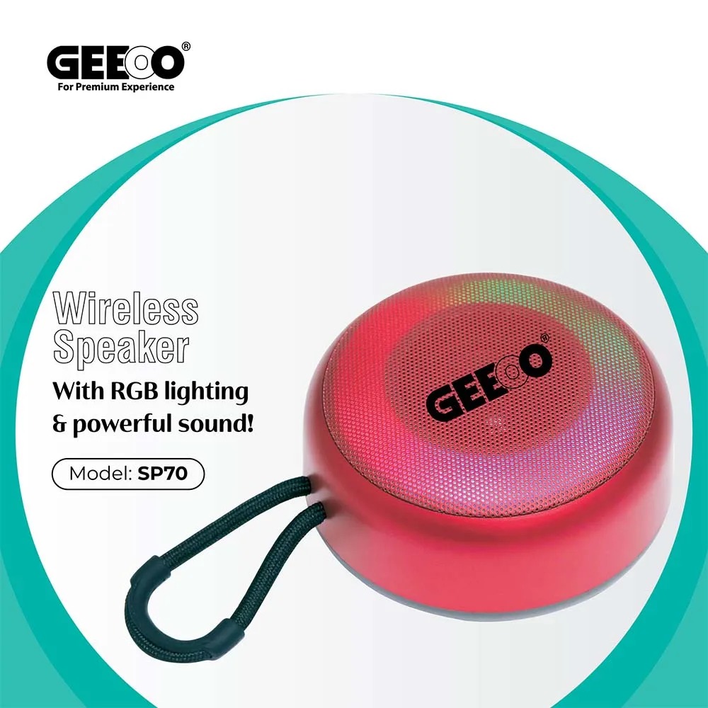 Picture of Geeoo SP70 Portable Bluetooth Speaker Round Shape With RGB Lighting