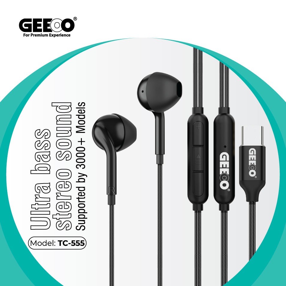 Picture of Geeoo TC555 Type-C in-ear Earphone With Ultra Bass And Stereo Sound
