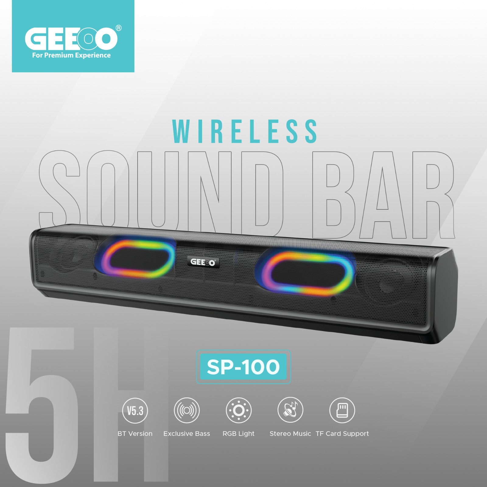 Picture of Geeoo SP100 Bluetooth Speaker And Soundbar With RGB Lighting