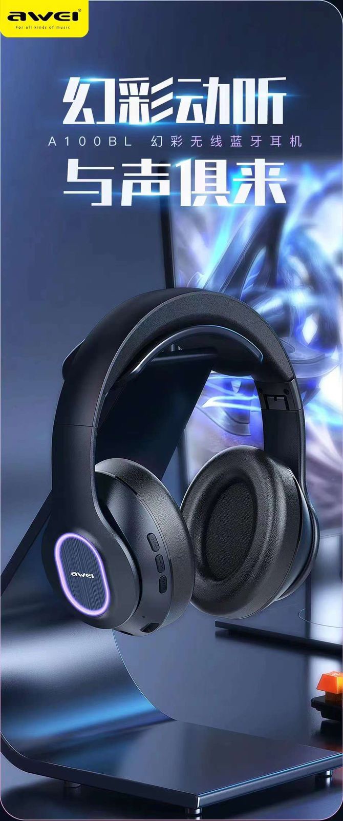 Picture of Awei A100BL Bluetooth headphones Foldable Strong Bass