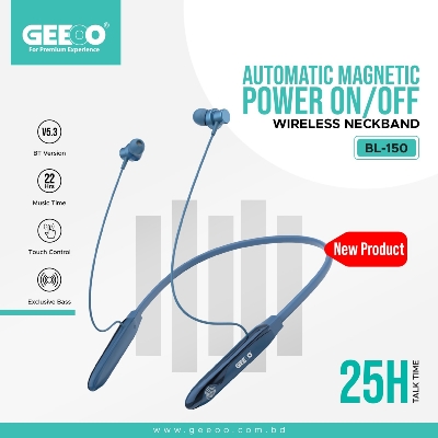 Picture of Geeoo BL-150 Magnetic Wireless Neckband Earphones 22 Hours Music Time BT5.3