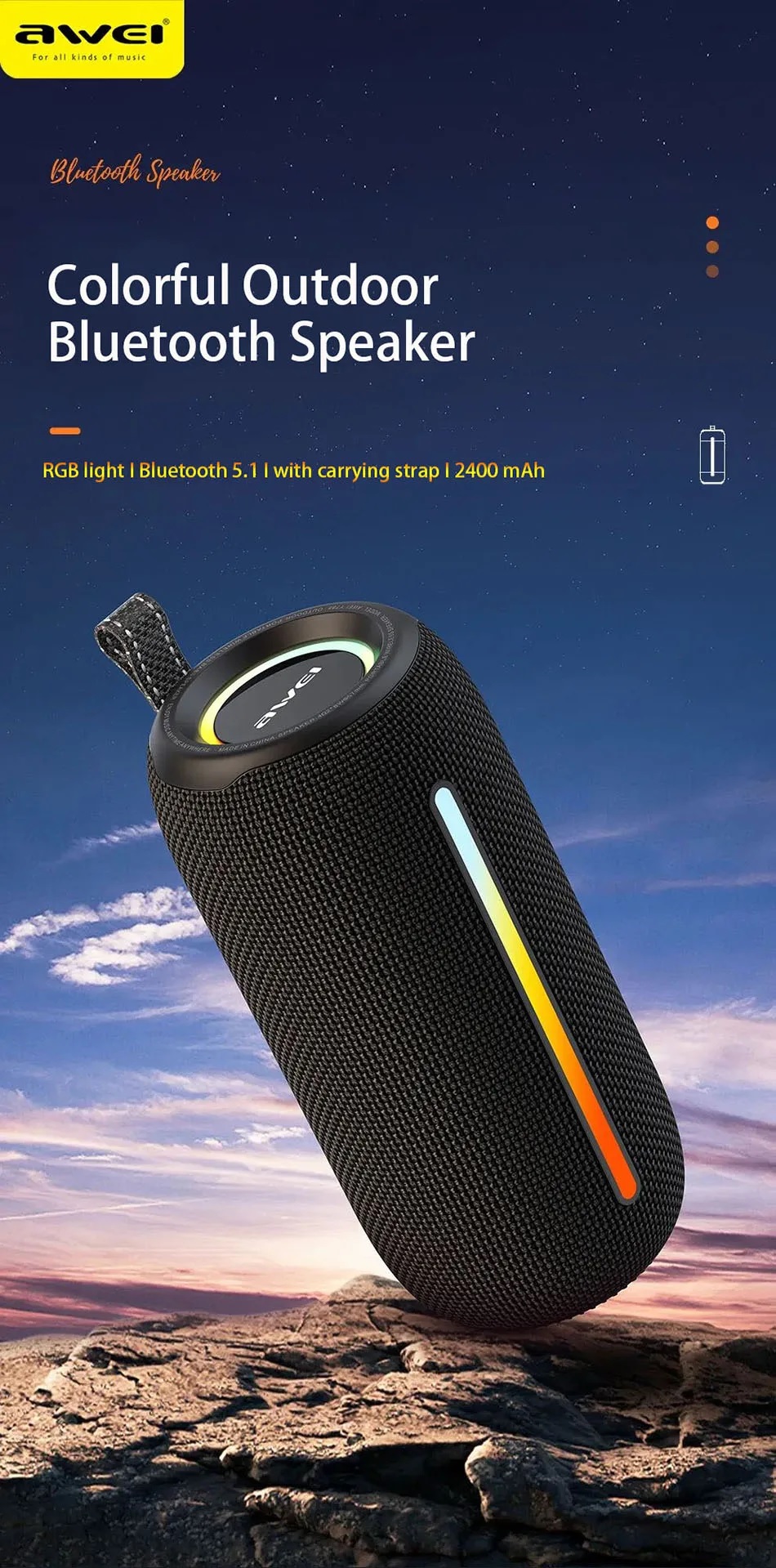 Picture of Awei Y788 RGB Portable Outdoor Bluetooth Speaker