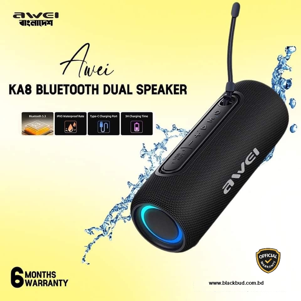 Picture of Awei KA8 Outdoor Portable Bluetooth Speaker 14W  Dual Stereo Speaker IPX5 Waterproof