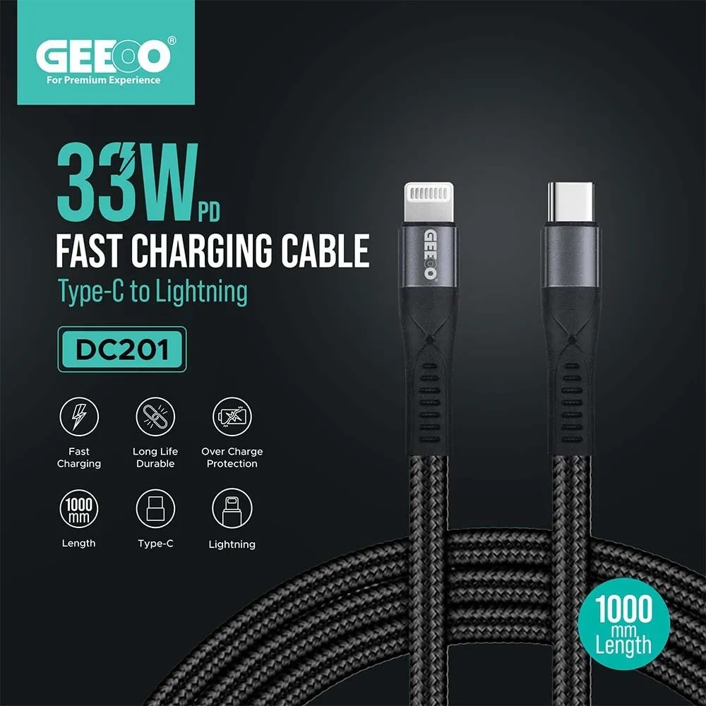 Picture of Geeoo DC-201 33W PD Type-C to Lightning Charging Data Cable For iPhone