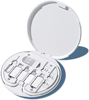 Picture of GEEOO G100 Multi Function Fast Charging Data Cable Kit With Type-C to Micro, Type-C to Lightning, Type-C to USB Converter, SIM Card Pin, Micro & Nano SIM Slot