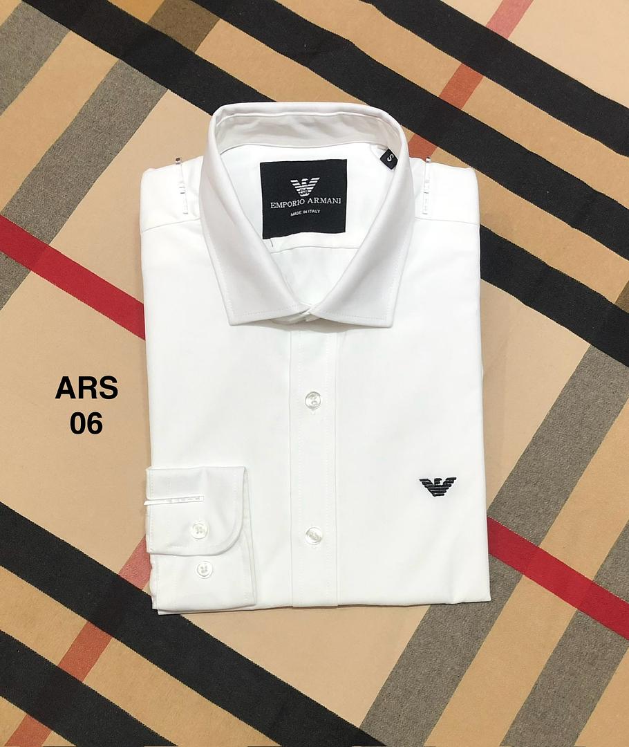 Picture of Armani Solid Formal Collar Shirt 06 White