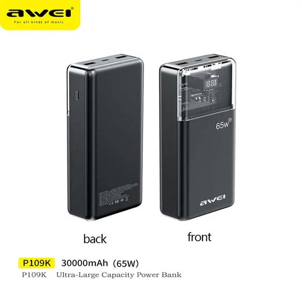 Picture of Awei P109K 30000mAh 65W Fast Charging Power bank