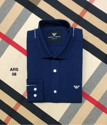 Picture of Armani Solid Formal Collar Shirt 08 Navy